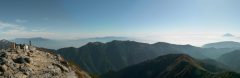 北岳山頂にて鳳凰三山方面のパノラマ（2009/09/25）